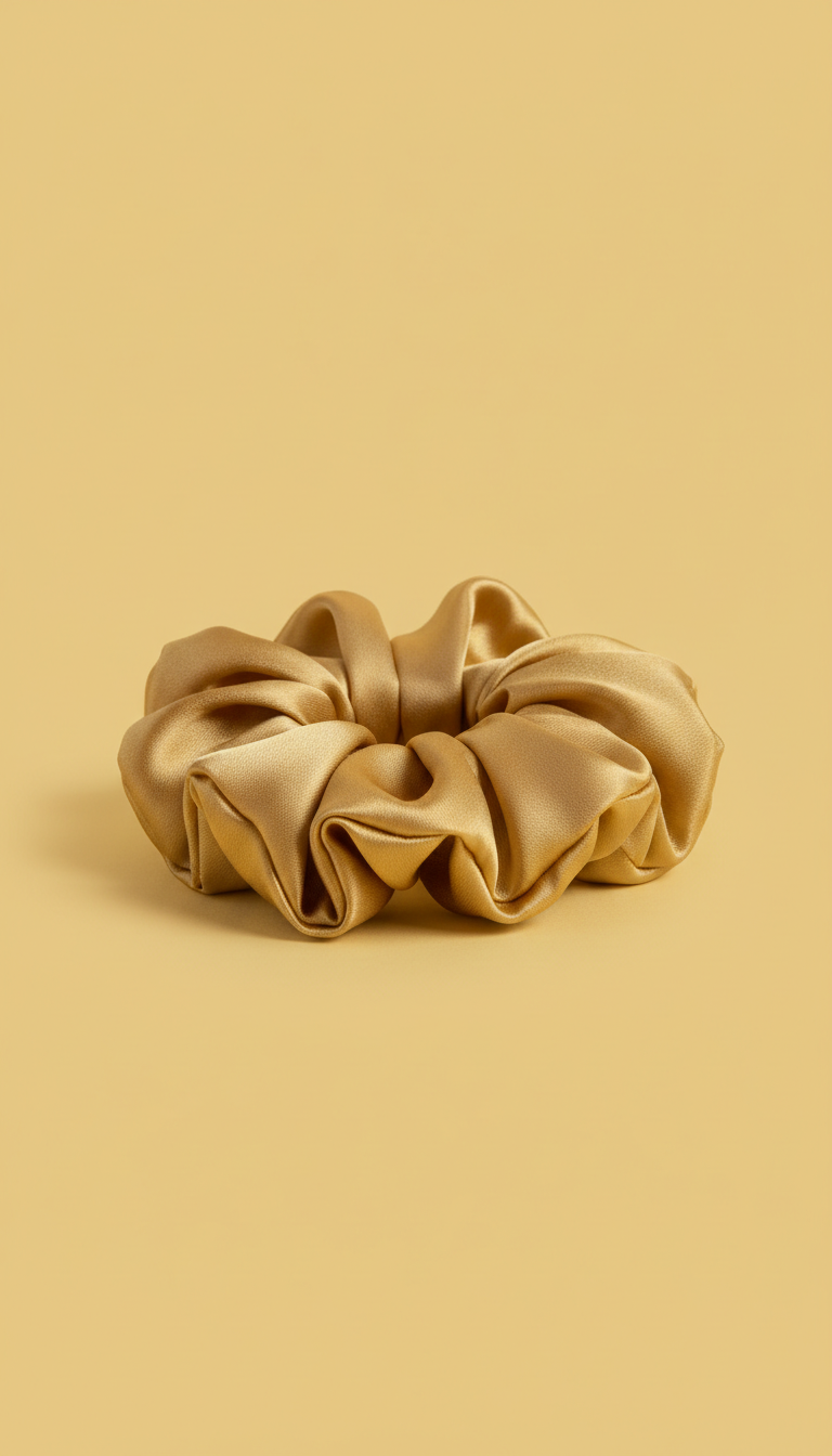 Scrunchie mediano de seda Sunlit Gold
