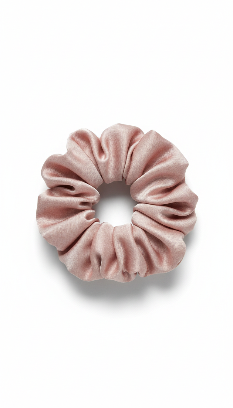 Scrunchie de seda rosa blush