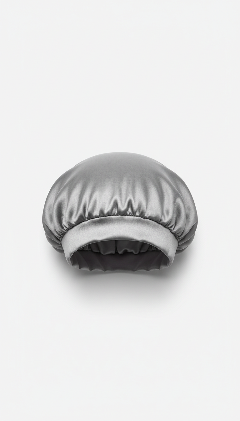 Gorro de seda gris plata para dormir